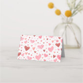 水彩可愛いピンク赤いハートバレンタインデー プレイスカード (裏面)