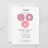 水彩可愛いピンク3ドーナツ誕生日テーマ 招待状 (正面)