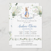 水彩可愛いピーターうさぎ男の子 洗礼In 招待状 (正面/裏面)