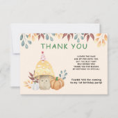 水彩可愛いフライアガリンの最初の誕生日パーティー サンキューカード (正面)