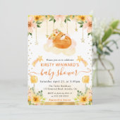 水彩可愛いフローラキツネオンクラウドベビーシャワー 招待状 (スタンド正面)