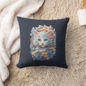 水彩可愛いフローラキャットスプラッシュ クッション (ブランケット)