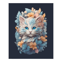 水彩可愛いフローラキャットスプラッシュ