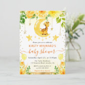 水彩可愛いフローラキリン赤ちゃんシャワー 招待状 (スタンド正面)