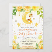水彩可愛いフローラキリン赤ちゃんシャワー 招待状 (正面)