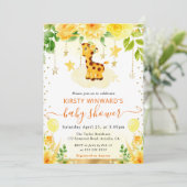水彩可愛いフローラキリン赤ちゃんシャワー 招待状 (スタンド正面)
