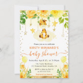 水彩可愛いフローラキリン赤ちゃんシャワー 招待状 (正面)