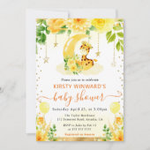 水彩可愛いフローラキリン赤ちゃんシャワー 招待状 (正面)