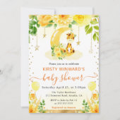 水彩可愛いフローラキリン赤ちゃんシャワー 招待状 (正面)