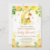 水彩可愛いフローラキリン赤ちゃんシャワー 招待状 (正面)