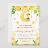 水彩可愛いフローラキリン赤ちゃんシャワー 招待状 (正面)