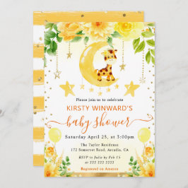 水彩可愛いフローラキリン赤ちゃんシャワー 招待状