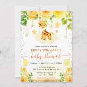 水彩可愛いフローラキリン赤ちゃんシャワー 招待状 (正面)