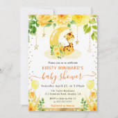 水彩可愛いフローラキリン赤ちゃんシャワー 招待状 (正面)