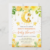 水彩可愛いフローラキリン赤ちゃんシャワー 招待状 (正面)