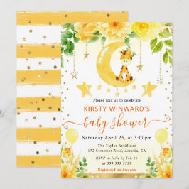 水彩可愛いフローラキリン赤ちゃんシャワー 招待状