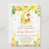水彩可愛いフローラキリン赤ちゃんシャワー 招待状 (正面)