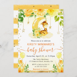 水彩可愛いフローラキリン赤ちゃんシャワー 招待状