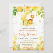 水彩可愛いフローラキリン赤ちゃんシャワー 招待状 (正面)