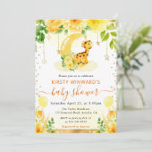 水彩可愛いフローラキリン赤ちゃんシャワー 招待状 (スタンド正面)