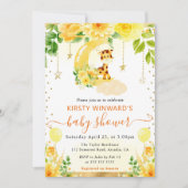 水彩可愛いフローラキリン赤ちゃんシャワー 招待状 (正面)