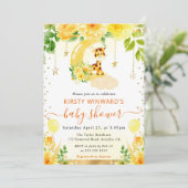 水彩可愛いフローラキリン赤ちゃんシャワー 招待状 (スタンド正面)