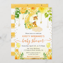 水彩可愛いフローラキリン赤ちゃんシャワー 招待状