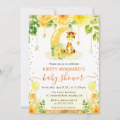 水彩可愛いフローラキリン赤ちゃんシャワー 招待状 (正面)
