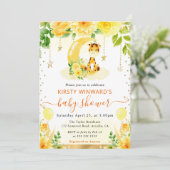 水彩可愛いフローラキリン赤ちゃんシャワー 招待状 (スタンド正面)
