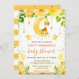 水彩可愛いフローラキリン赤ちゃんシャワー 招待状