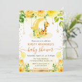 水彩可愛いフローラキリン赤ちゃんシャワー 招待状 (スタンド正面)