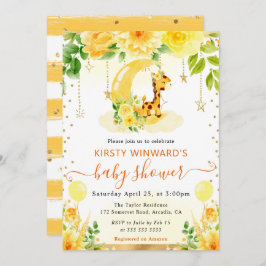 水彩可愛いフローラキリン赤ちゃんシャワー 招待状