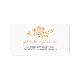 水彩可愛いフローラハート ラベル