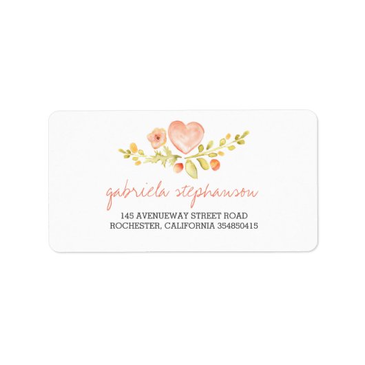 水彩可愛いフローラハート ラベル (正面)