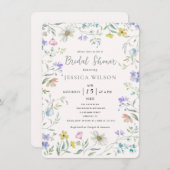 水彩可愛いフローラメドウブライダルシャワー 招待状 (正面/裏面)
