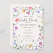 水彩可愛いフローラメドウブライダルシャワー 招待状 (正面/裏面)