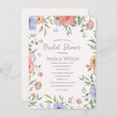水彩可愛いフローラメドウブライダルシャワー 招待状 (正面/裏面)