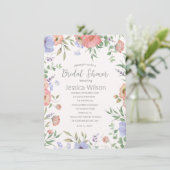 水彩可愛いフローラメドウブライダルシャワー 招待状 (スタンド正面)