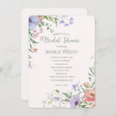 水彩可愛いフローラメドウブライダルシャワー 招待状 (正面/裏面)