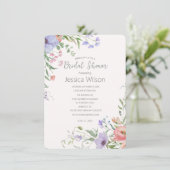 水彩可愛いフローラメドウブライダルシャワー 招待状 (スタンド正面)