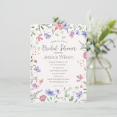 水彩可愛いフローラメドウブライダルシャワー 招待状 (スタンド正面)
