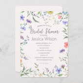 水彩可愛いフローラメドウブライダルシャワー 招待状 (正面/裏面)
