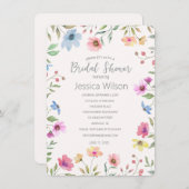 水彩可愛いフローラメドウブライダルシャワー 招待状 (正面/裏面)