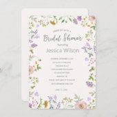 水彩可愛いフローラメドウブライダルシャワー 招待状 (正面/裏面)