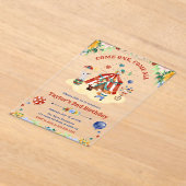 水彩可愛いフローラ回路カーニバル誕生日 アクリル招待状 (レイダウン)