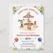 水彩可愛いフローラ回路カーニバル誕生日 招待状 (正面)