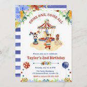 水彩可愛いフローラ回路カーニバル誕生日 招待状 (正面/裏面)