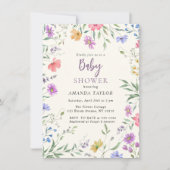 水彩可愛いフローラ赤ちゃんシャワー招待 招待状 (正面)