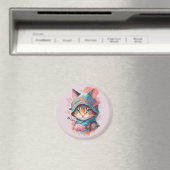 水彩可愛いフード忍者猫 マグネット (インサイチュ (食洗機))
