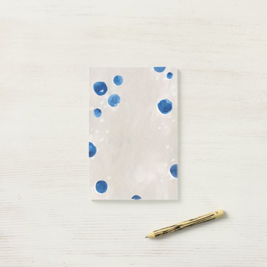 水彩可愛いブルーネイビー航海の水玉模様 ポストイット (デスク上)